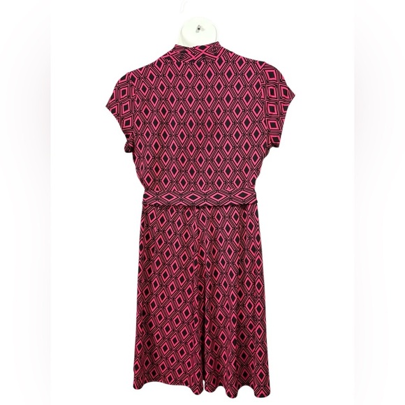 NWOT, Liz Claiborne, Pink and Black Stretchy Geometric Pattern Dress, XL - Picture 7 of 9